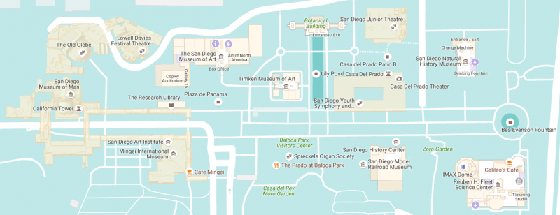 Map of central Balboa Park