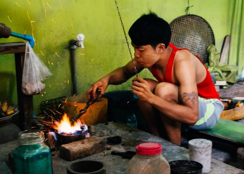 Silversmith at Inle Lake