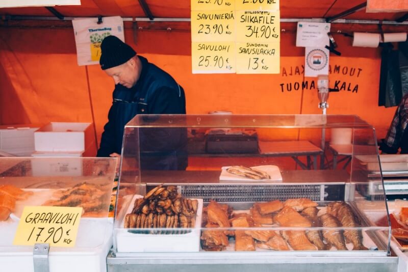 Fresh fish at Helsinki Kauppatori Market