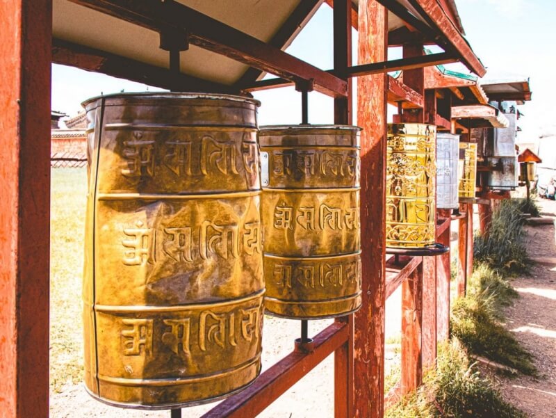 Prayer wheels in Erdene Zuu